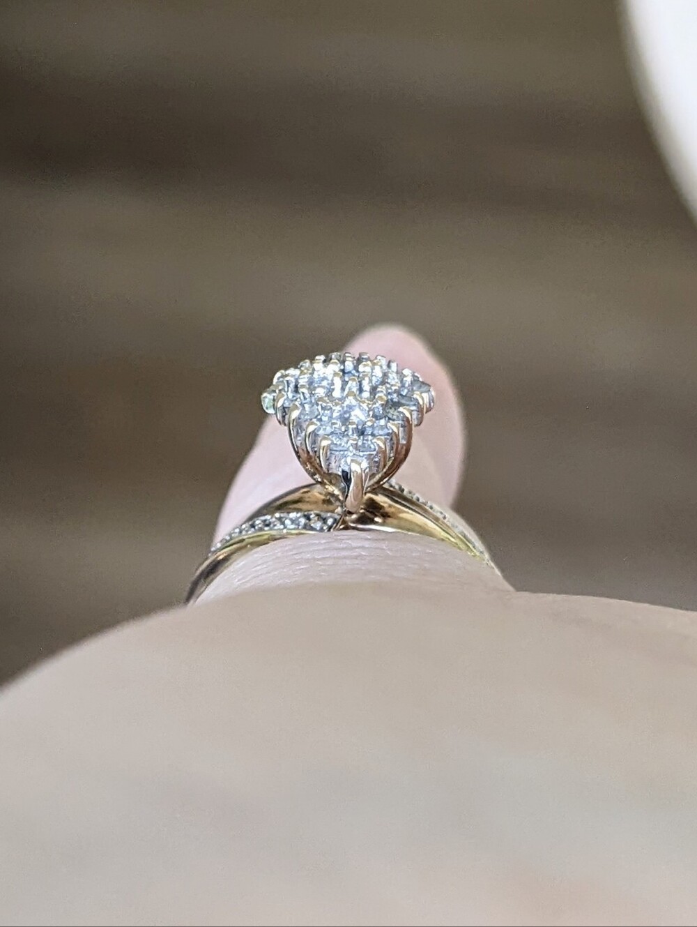 Antique 10K Gold Diamond Cluster Ring - Picture 10 of 16
